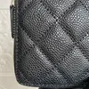 Femme Portefeuille Zipper Porte-Monnaie De Luxe Designer Embrayage En Peau De Mouton Long Passeport Sac Caviar Clé Cas Véritable Grille En Cuir Modèle Cow252p