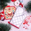 2pcs/Set Weihnachtshandschuhe Dekorationen Ofen Schnitthuße Frohe Weihnachten für Heimdekoration Weihnachtsfest Navidad Noel Neujahr