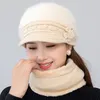 BeanieSkull Caps Women Winter Hat Keep Warm Cap Add Fur Lined And Scarf Set s For Female Casual Rabbit Knitted 220913