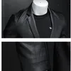 Traje de imitación de cuero para hombre Chaqueta extragrande Moda de negocios Vegan Slim Fit PU para hombres S-5XL 220912