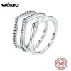 Accessories Fine JewelryRings WOSTU Hot 100% 925 Sterling Silver Shimmering Wish Stackable Finger Ring For Women Fashion Original Jewelry...