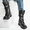 Boots High Top Desert Tactical Military Mens Leather Motorcycle Army Combat Fashion Male Gothic Belt Punk 220913