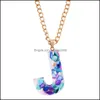 Pendant Necklaces Mticolor Acrylic Acetic Acid Sheet Pendant Long Chain Necklace 26 Initial Letter Fashion Jewelry For Wo Carshop2006 Dh0Sq