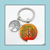Keychains Super Art Tree Life Keychain Pattern Round Glass Key Chain Alloy Pendant Keyring Must-Have Keychains Drop Delivery 2 Sport1 Dhewh