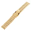 Titta på band 22mm Noble Gold Band Steel Watches Strap Delicate Folding Clasp With Safety Wristwatch Armband Pasek do Zegarka