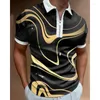 Camisas de roupas masculinas de moda masculina Camisetas de colarinho virado de colarinho de colarinho vintage Print Print Three Short Camiseta Men tops