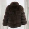 2023 Women Faux Fox Fur Coat New Winter Coat Plus Womens Stand Stand Twhice Long Sleeve Jacket Gilet Fourrure Outerwear