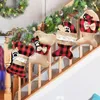 クリスマスデコレーションペットストッキングハンギングオーナメント猫犬格子縞の魚弓骨タッセルギフト再利用可能なバッグクリスマスホルダー冬の靴下