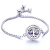 Aromatherapy Bracelet Diffuser Locket Tree of Life Adjustable Perfume Essential Oil Diffuser Bracelets Crystal Magnetic for Women