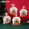 Gift Wrap LBSISI Life 40pcs Santa Claus Cookie Bag Paper Card Decoration For Candy Nougat Gift Packaging Kids Xmas Year Party Favors 220913