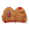 Çift ceket tasarımcısı lüks üst versiyon dh smiley beyzbol üniforma bieber kadife pamuk ceket