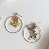 Charmes drôles d'anime boucles d'oreilles pendantes femmes filles tendance coréenne designer dessin animé amusant asymétrique longue déclaration d'été accessoires de goujon