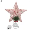 Kerstdecoraties Iron uitstekend kleurrijke LED Tree Top Star gloeiend ornament Duurzame batterij aangedreven voor huishouden