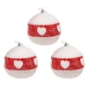 Party Decoration Christmas Tree Pendants Prop Gifts Supplies White Xmas Ornament Ball Decor Santa 2Pc/3Pcs Flocking 8CM Plastic Red