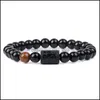 Brins perlés 12 Bracelets Constellation Hommes Pierre Noire Perle Tigres Oeil Brins Bracelet Signe Étoile Horoscope Zodiaque L Dhseller2010 Dhjif