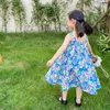 Девушка платья оплоты 2-7y Baby Summer 2022 Slip Slip Beach Press Print Print Kids Long Sludress детская одежда