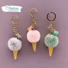 Keychains schattige pompom ijs sleutelhanger cartoon pluche hanger kegel sleutelhangers voor vrouw tas sleutel ketting ring haarbal creatief cadeau t220909