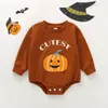 Rompers Halloween herfst geboren baby Baby Boys Girls Rompers 024m Cartoon Pompoenbrief Afdrukken Lange mouw Romper jumpsuits Kostuum 220913