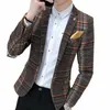 Herenpakken Blazers Boutique Fashion Classic Plaid Mens Pak Coats Single Buckle trouwjurk Casual jas Men Blazer1 J0SG#