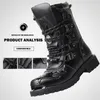 Boots Mens Leather Motorcycle Male MidCalf Snow Military Combat Gothic Belt Punk Zapatillas Hombre 220913