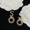 Glittering Rhinestone Charm Earrings Diamond Circle Letters Eardrops Crystal Round Exquisite Ear Studs With Box