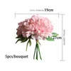 Faux Floral Greenery 5pcsbouquet hortangea jedwabny sztuczny kwiat piony 27 cm wysokiej jakości fałszywa roślina dla patry ślub dom hotel dekoracja j220906