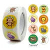 Gift Wrap 500Pcs 25mm Round Cartoon Cute Animals Thank You Stickers Lovely Labels Teachers Reward Handmade Sealing