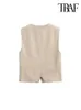 여자 다운 파카 스 트래프 여성 패션 전면 버튼 자른 양복 조끼 빈티지 v 넥 민소매 여성 겉옷 세련된 탑 220913