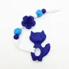 Pendant Necklaces BPA Free FDA Food Silicone Teether Pacifier Clip With Rose Flower Beads Necklace