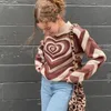 Women s Sweaters Knitting 90s Vintage Heart Print Long Sleeve Pullovers Y2K Aesthetic Jumper Autumn Winter Knitwear 220913