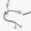 Bracelet coulissant en argent sterling avec chaîne serpent pour femmes et filles, bijoux de mariage pour pandora, taille réglable, bracelets à breloques avec Original203O