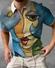 メンズポロスメンズシャツ夏の抽象絵画プリントTシャツトップカミサロハスパラホンブル