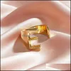 Band Rings Womens New Fashion Gold 26 Letras Anel de personalidade do alfabeto A C H m