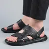 Sandalen 2022 Zomer heren krokodil patroon zakelijk casual niet-slip strandschoenen toplaag cowhide open-teen