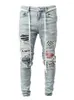 Dżinsy męskie rozryte szachownicze patchwork Jogging Pencil Stretch Spodnie Ubranie uliczne Ubrania uliczne 3xl