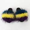 Slippels Zomer Women Raccoon Bur Slippers Ladies Plush Slides Vrouw Furry Sandals Fluffy House Shoes Girls Cute Flip Flops Large Materi 220913