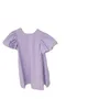 Robes pour filles, couleur unie, avec nœud au dos, pour filles de 2 à 6 ans, violet, vert, 2022