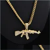 Colares pendentes Novo colar de pistola de pistola de ouro de metal uzi colar de pingente homens mulheres punk hiphop dança cuba link cadeia unissex jóia mjfashion dhhqg