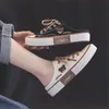 Dress Shoes Bear Embroidery Canvas Women Slip On Mules Flat Heel Casual Fashion Female Sneakers Solid Trainers 220913