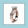 Bandringen Luxe 14K Rose Gold vergulde tweekleurige ring Dames Ruby Diamond verloving Huwelijksfeest Sieraden Drop levering 2021 Vipjewel Dhelj