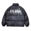 Men's Down Parkas Men Hip Hop Oversize Padded Bomber Jacket Coat Streetwear Graffiti Parka Cotton Harajuku Winter Outwear 220913