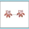 Stud Trendy Cute Cat Paw Pendientes para mujer Fashiong Rose Gold Earring Pink Claw Print Bear And Dog Stud Mjfashion 1