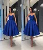 Royal Blue 2023 Prom Dresses Sweetheart Neckline A Line Satin Knee Length Custom Made Pleats Ruched Plus Size Evening Party Gowns Vestido Formal Ocn