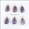 Anhänger Halsketten Großhandel Natürliche Edelstein Amethyst Kupferdraht Wrap Anhänger Irregar Geometrische Perle Rose Gold Farbe Baumeln Lulubaby Dhtfb