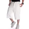 Pantaloncini da uomo Jeans larghi da uomo Estate Hip Hop Skateboard dritto Denim Streetwear Pantaloni jeans larghi da uomo bianchi al ginocchio