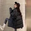 Trench da donna Giacca da donna Cappotto da parka Cappotto invernale da donna in cotone a manica lunga nera allentata Veste Femme