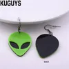 Baumelnde Ohrringe KUGUYS Niedlicher grüner ET-Tropfen für Frauen Acryl UFO Festival Schmuck Modeaccessoires