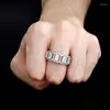 Bröllopsringar 10mm fyrkantig diamant isad ut kubik zirkoniummikropastor hiphop modeengagemang evighet band ring för män kvinnor
