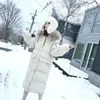Women's Down Parkasの女性二重の長いジャケット冬のタートルネックコート温かい雪のアウトウェア特大220913