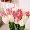 Faux Floral Verdure 12 Pièces Fleur Artificielle 3D Soie Tulipe Baroque 54Cm Style Real Touch Fausse Plante Pour La Décoration De Mariage À La Maison Fil Décor J220906